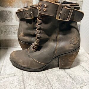Harley Davidson bootie heels size 7.5 Calkins distressed